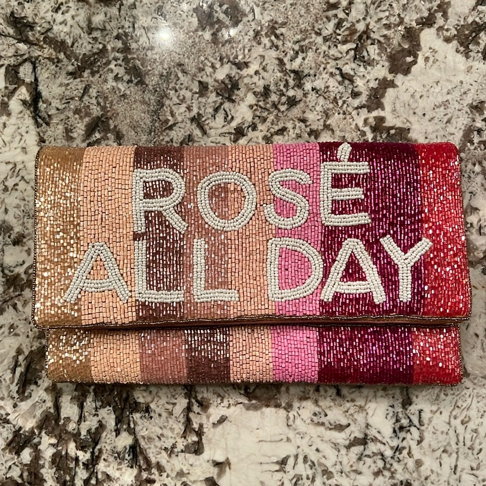 Rosé all day sequined clutch